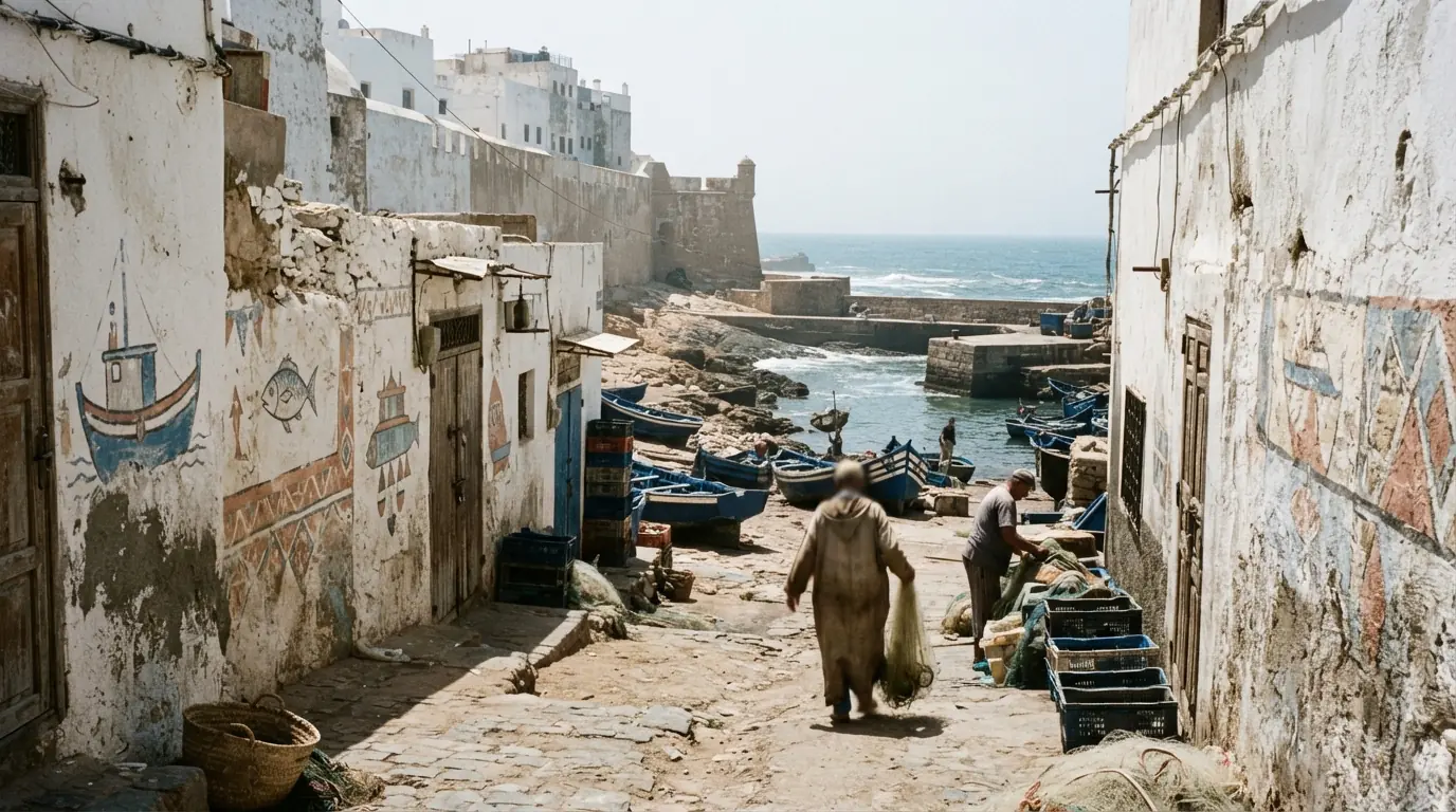 Route et paysage à Asilah, Maroc