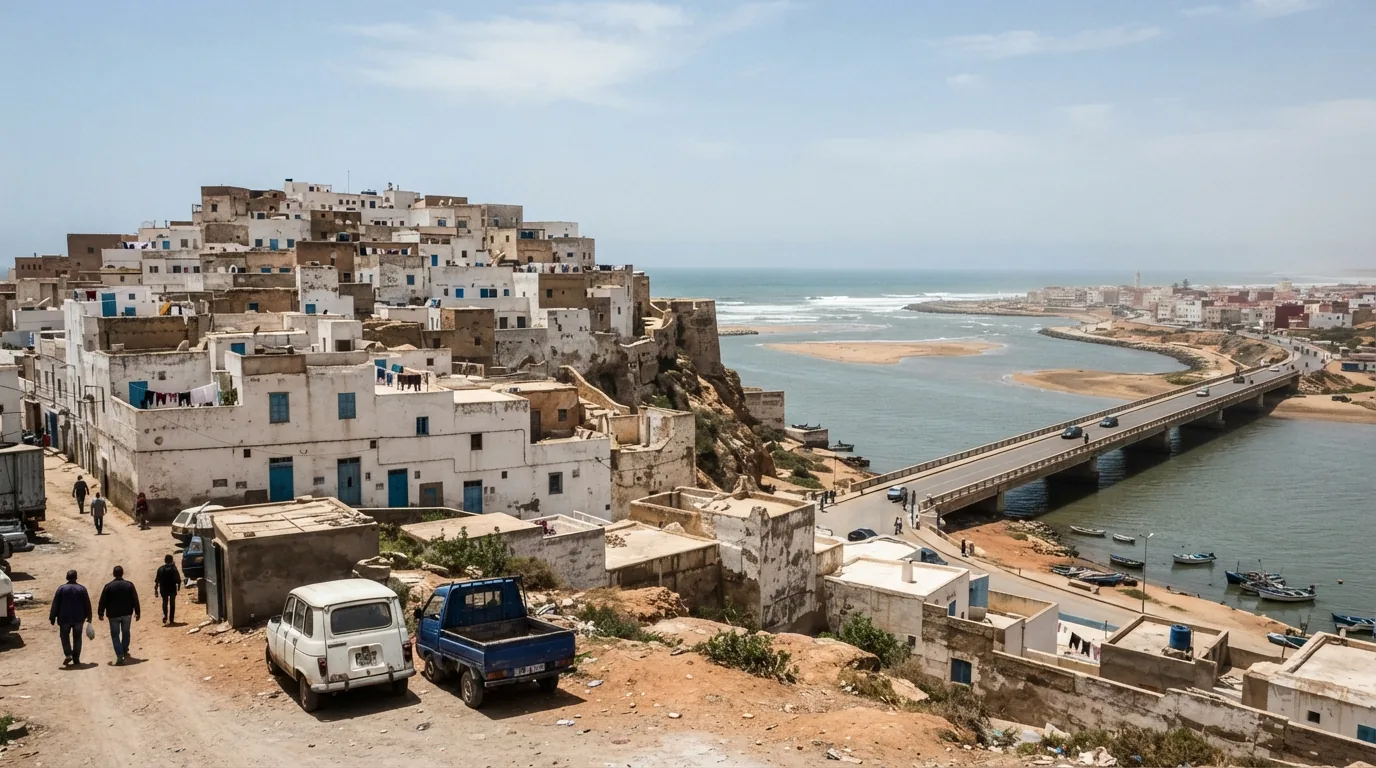 Route et paysage à Azemmour, Maroc