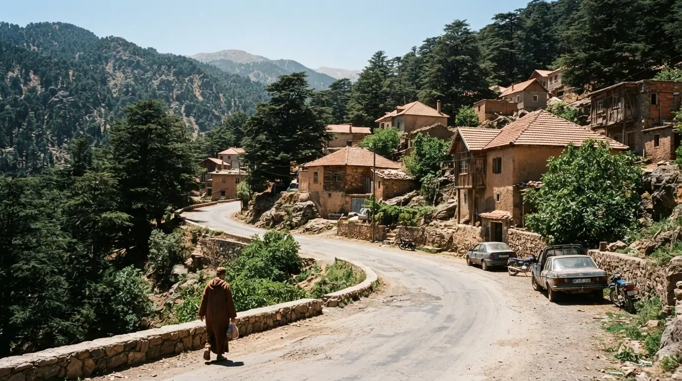 Route et paysage à Azrou, Maroc
