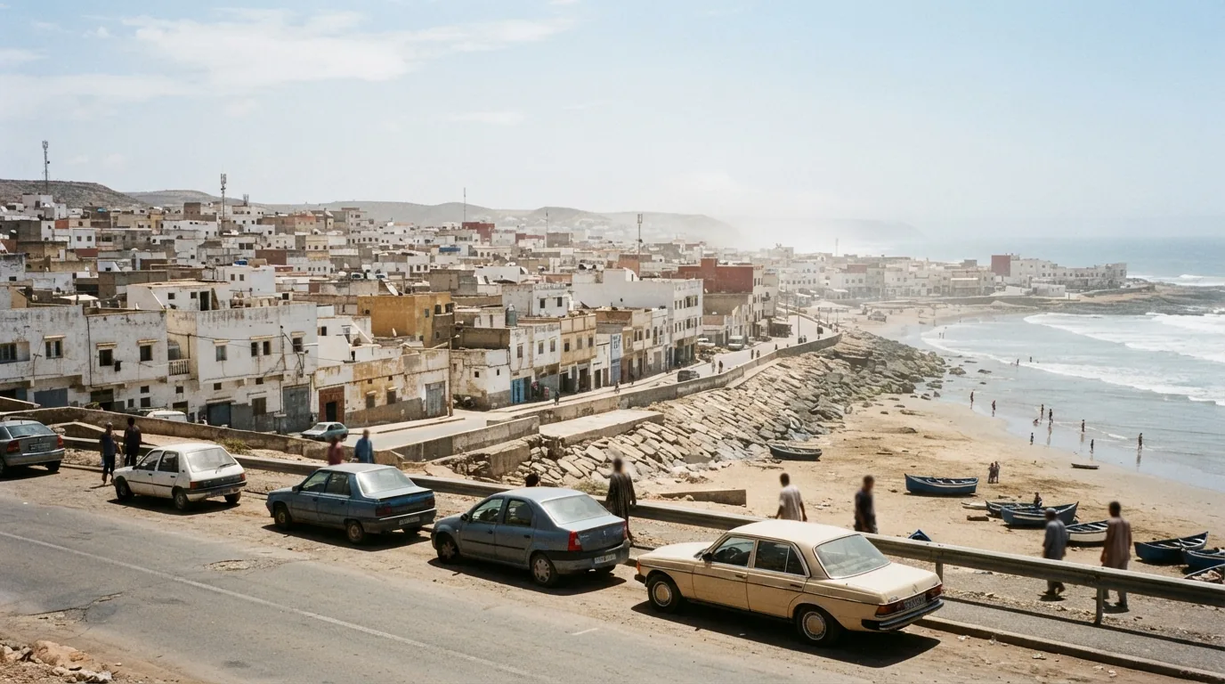 Route et paysage à Bouznika, Maroc