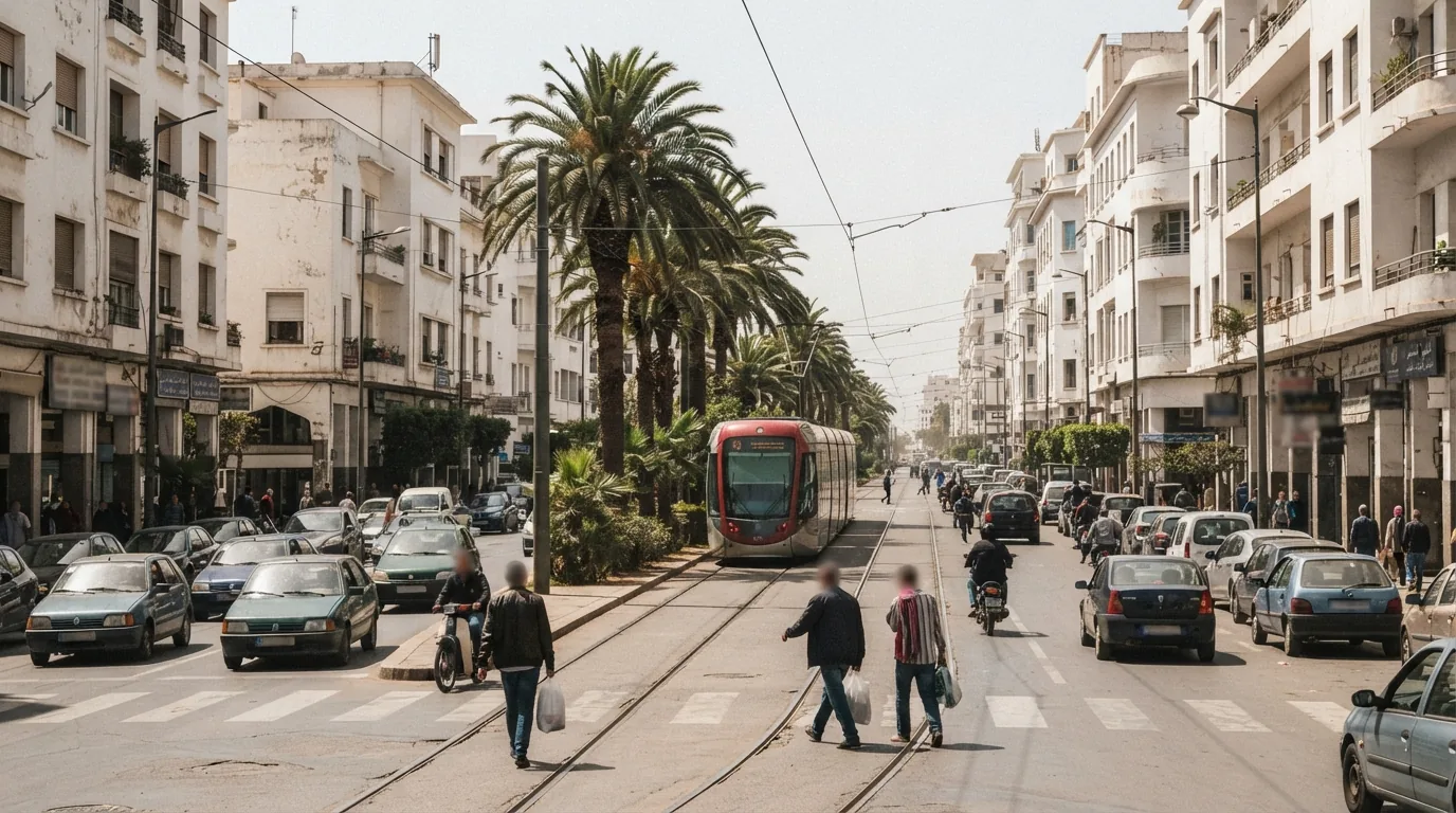 Route et paysage à Casablanca, Maroc