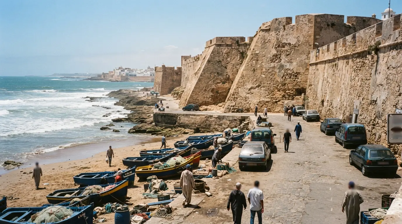 Route et paysage à El Jadida, Maroc