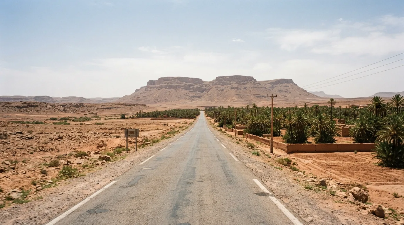 Route et paysage à Errachidia, Maroc