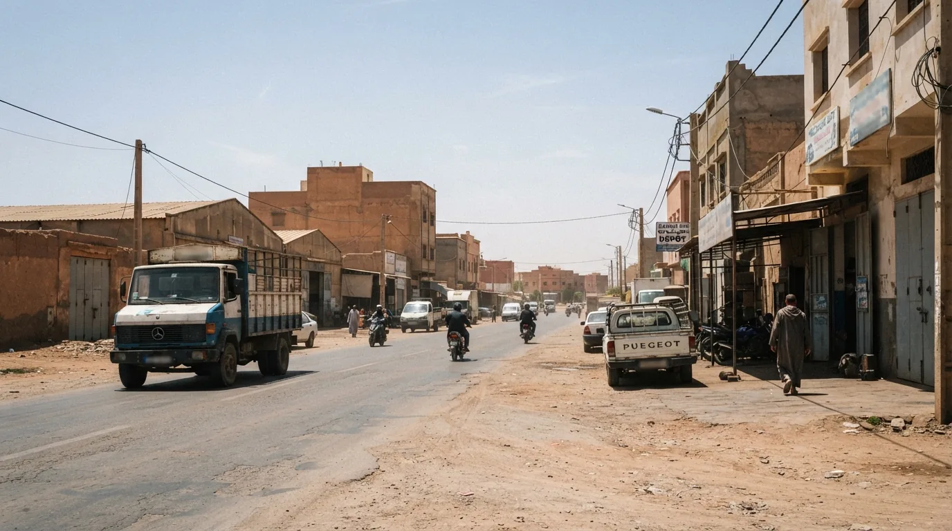 Route et paysage à Khouribga, Maroc
