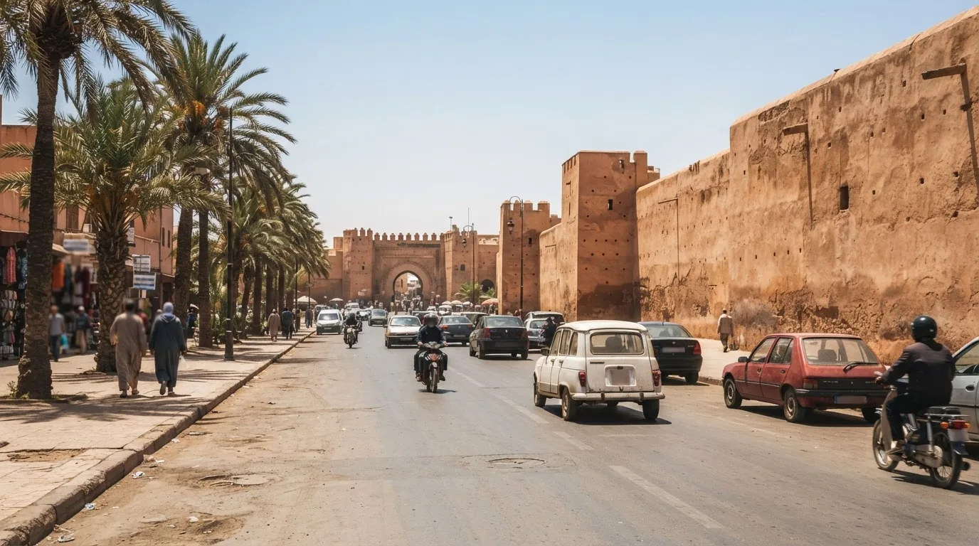 Route et paysage à Meknès, Maroc