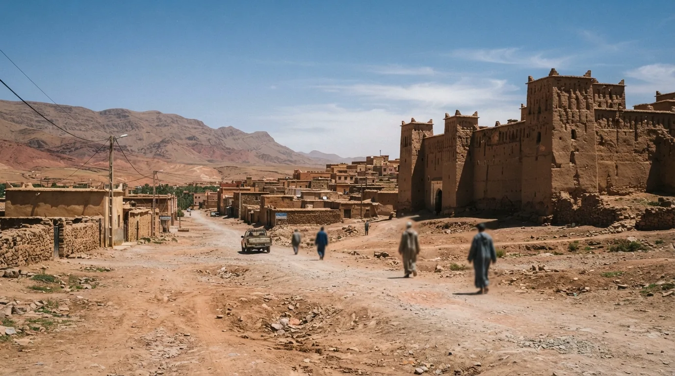 Route et paysage à Ouarzazate, Maroc