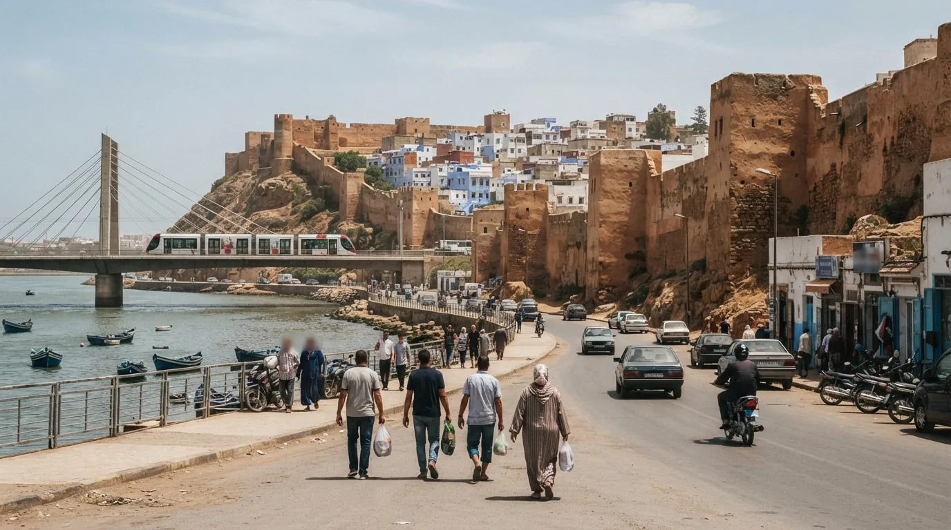 Route et paysage à Rabat, Maroc