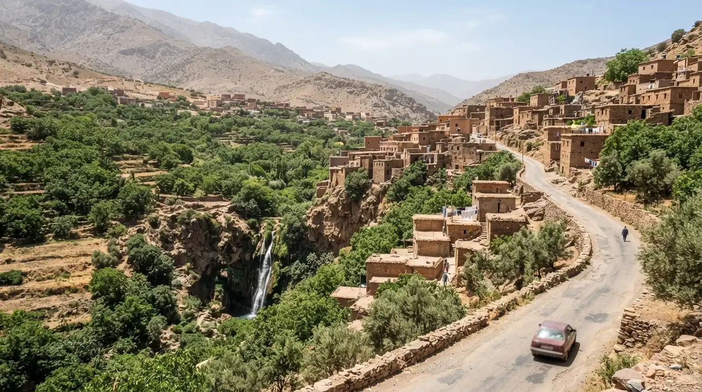 Route et paysage à Sefrou, Maroc