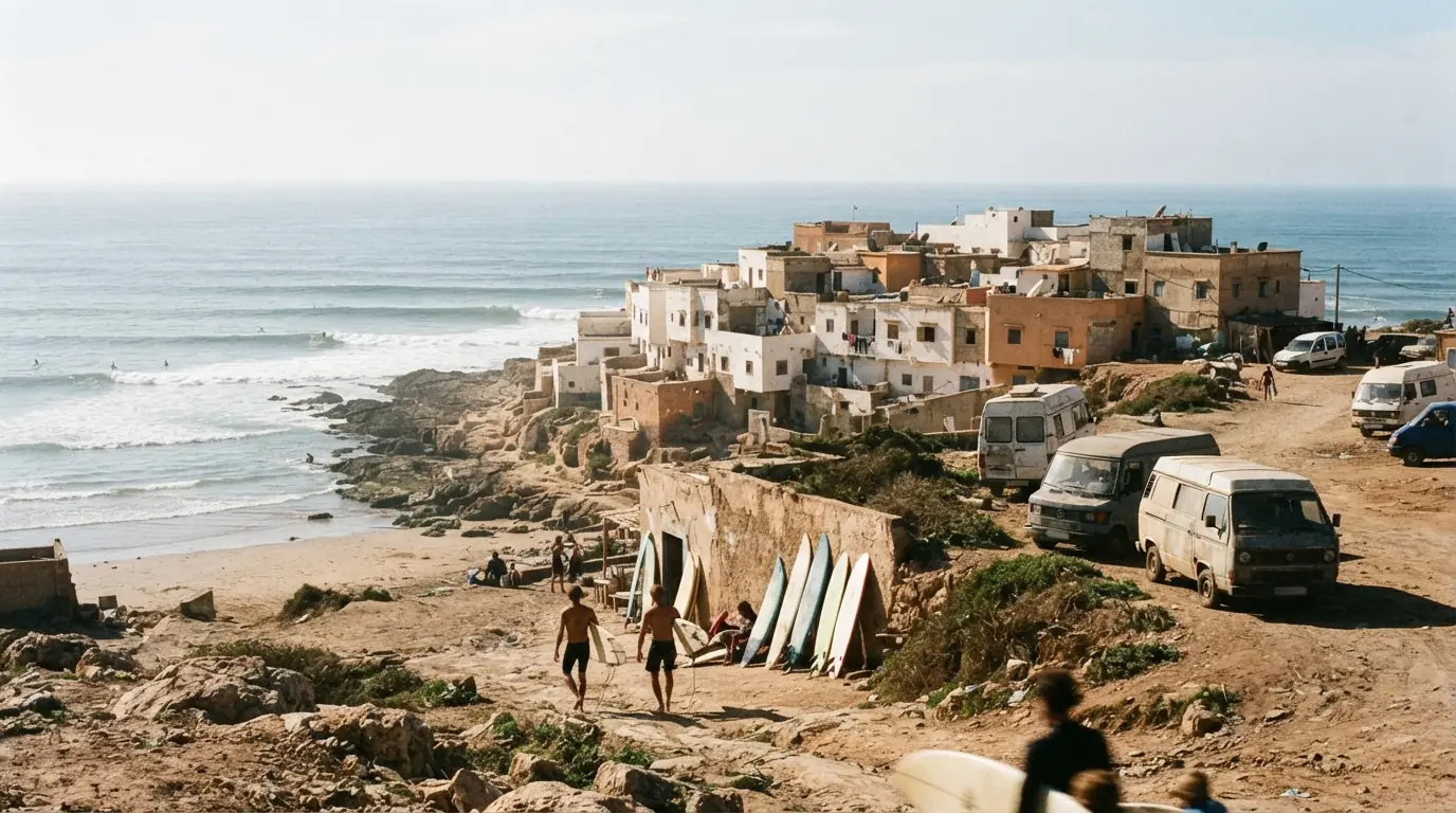 Route et paysage à Taghazout, Maroc