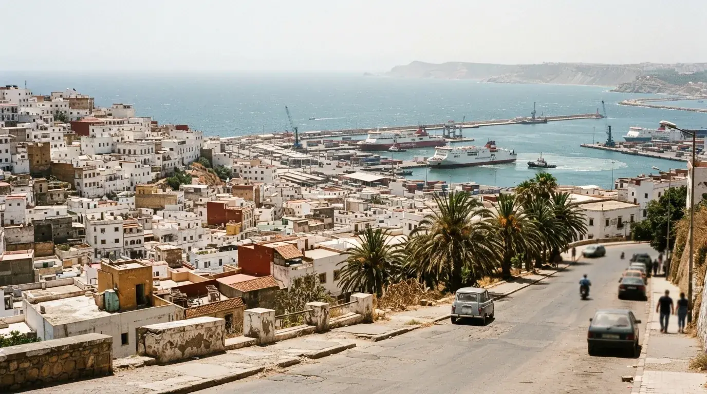 Route et paysage à Tanger, Maroc