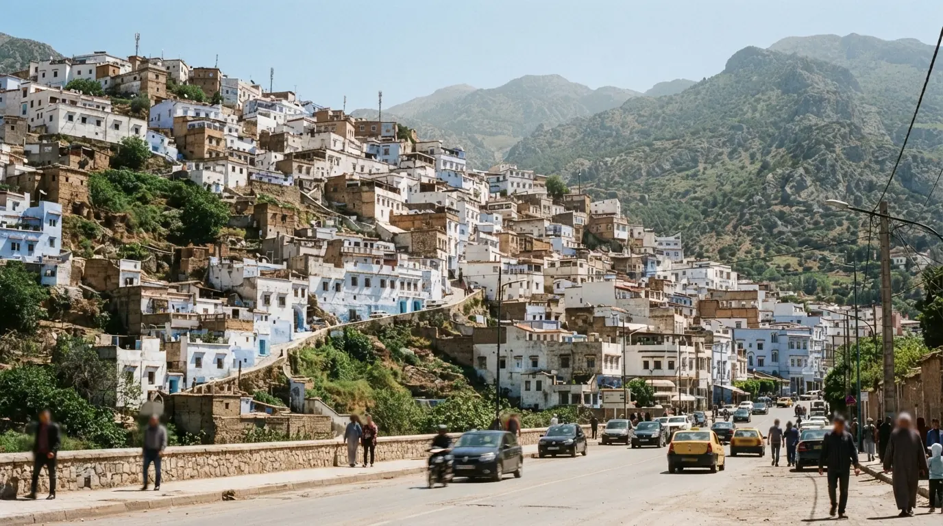 Route et paysage à Tétouan, Maroc