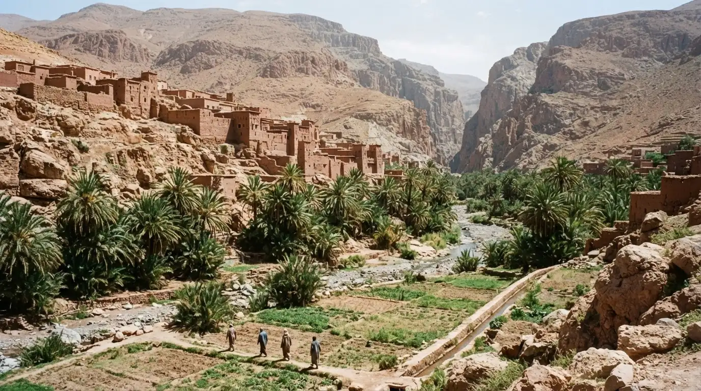 Route et paysage à Tinghir, Maroc